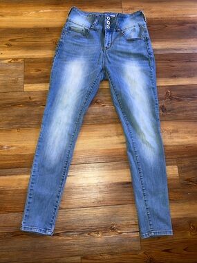 S.O.N.G High Rise Light Blue Skinny ankle Jeans with Faded Detail (AC)